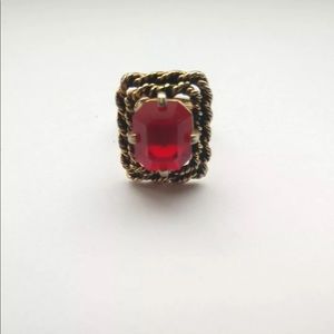 Sarah Coventry faux ruby ring adjustable size 7